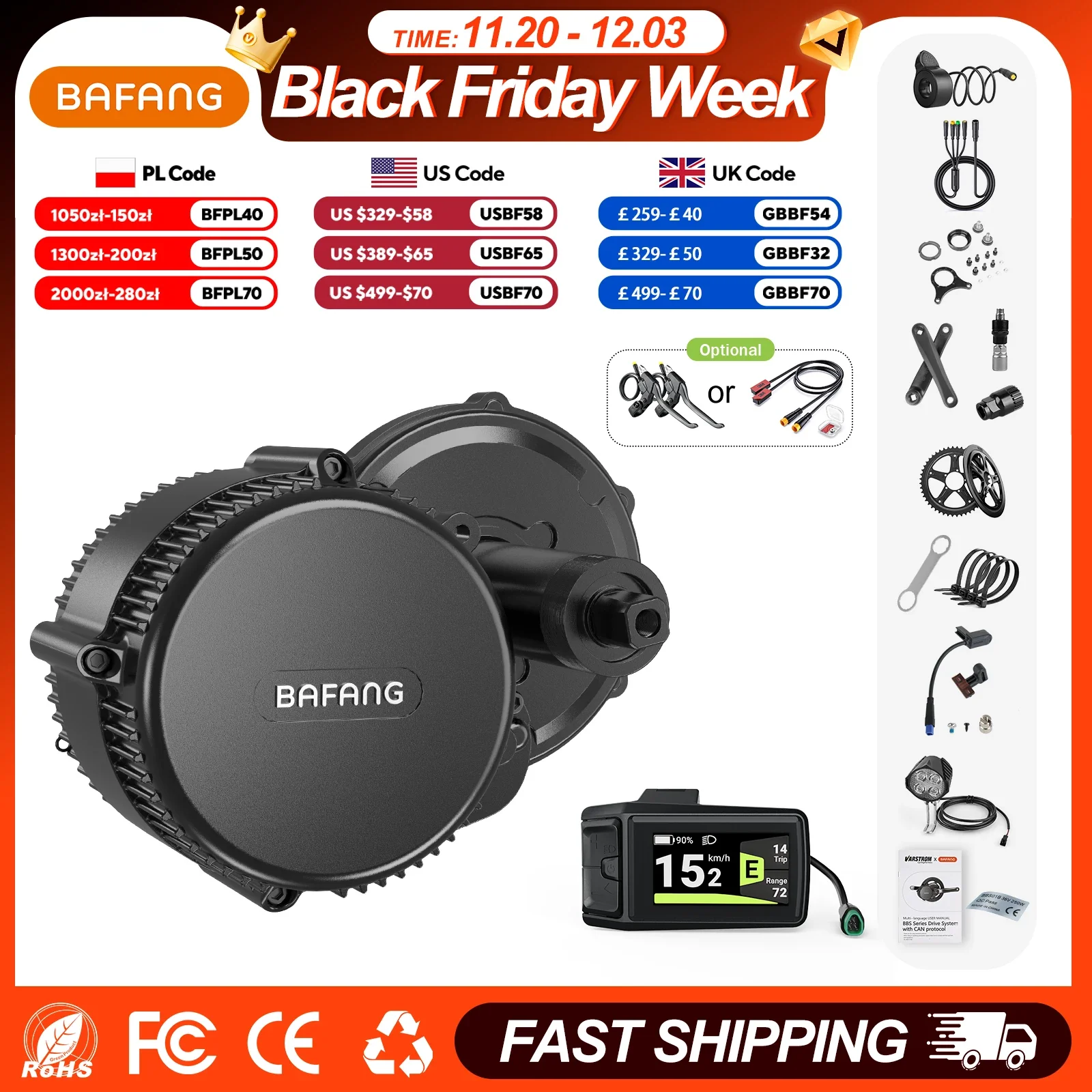 BAFANG 750W 48V Mid-Drive Motor Kit - 8FUN BBS02/BBS02B eBike Conversion for Bikes