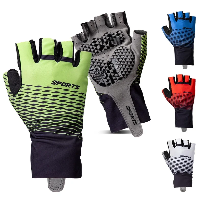 BAFANG Half Finger Gloves Spring Summer Non-Slip Breathable Ice Silk Wrist Support 5MM Gel Padded Cycling Gloves for Men Women