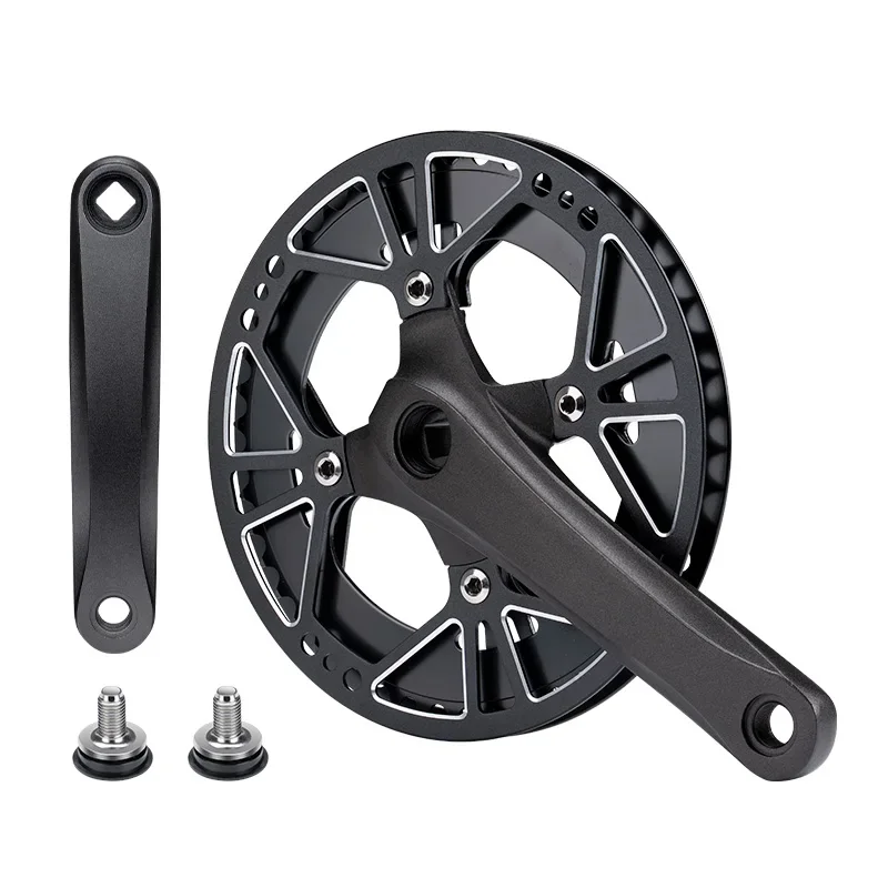 BAFANG Single Speed Crankset 48T Aluminum Alloy Steel Chainring, Double Chain Cover, 170mm Crank Arms Bike Accessories