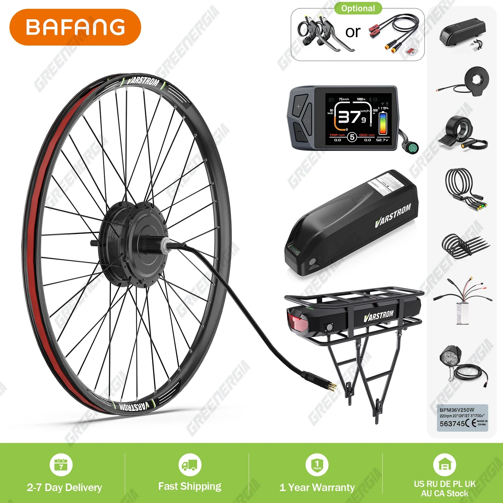 BAFANG 48V 500W Rear Hub Motor Kits E-Bike Drive Wheel Brushless Motor Bicycle Conversion Kit with 13Ah or 20Ah Battery