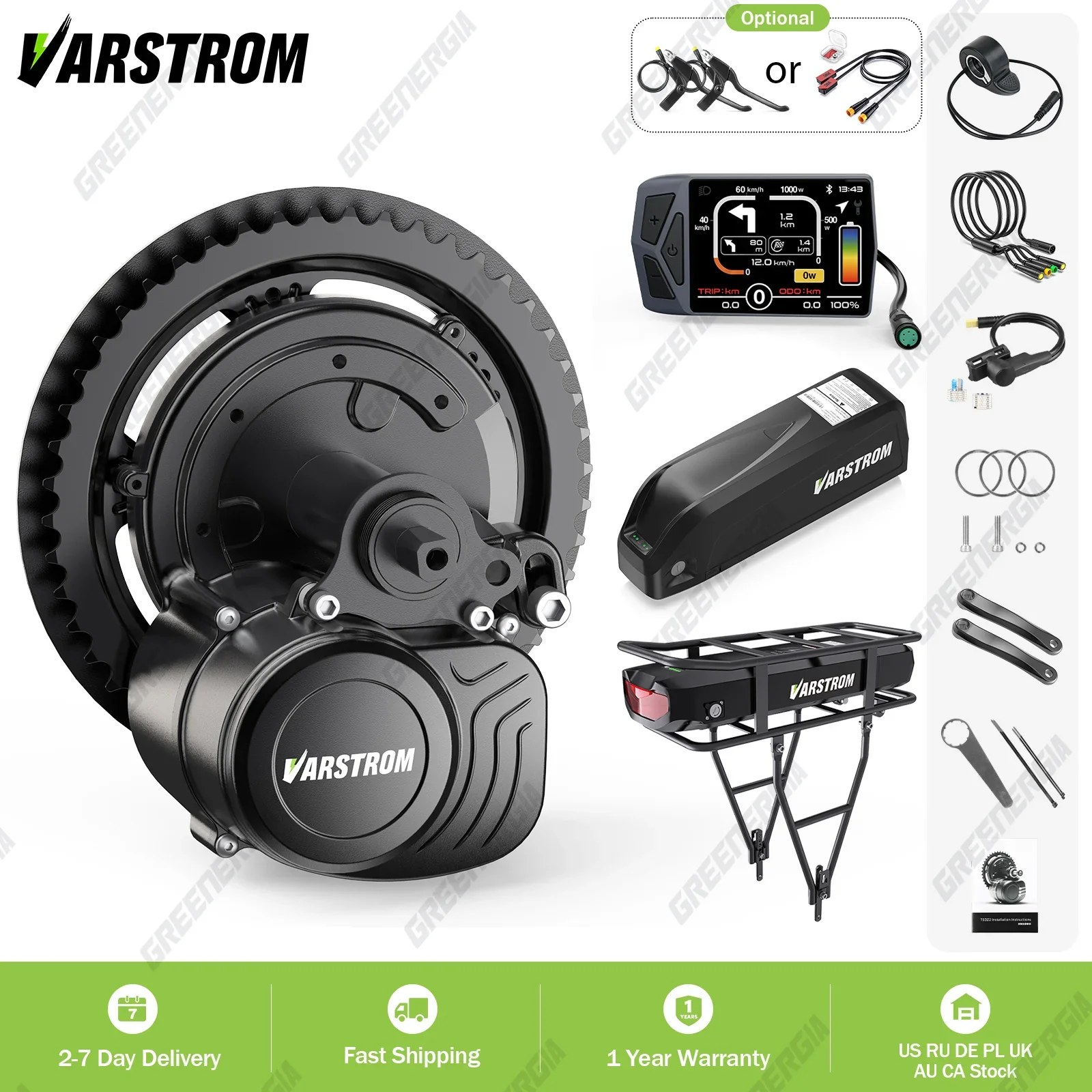 BAFANG Varstrom TSDZ2B Ebike Conversion Kits with Torque Sensor, 36V 250W/48V 500W, Mid Drive Motor Kit, 24Ah Battery