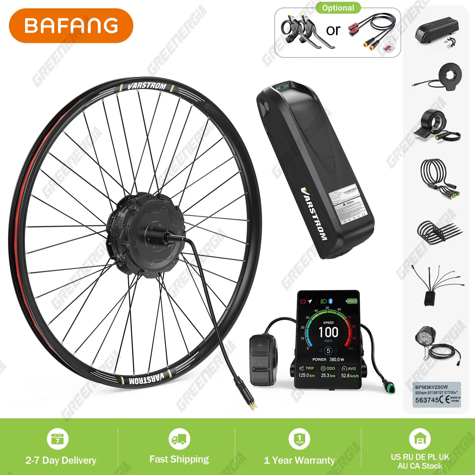 BAFANG Varstrom 750W Rear Hub Motor Conversion Kit 125XVH 26/28/29" 700C E-Bike Engine Kit with 13Ah, 16Ah, 20Ah Battery