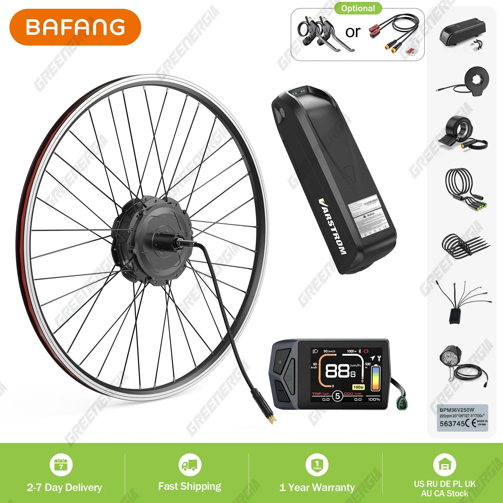 BAFANG Varstrom 125XV 48V 750W 500W Rear Hub Motor Kit, E-Bike Conversion for 20", 26", & 700C Bikes with 16Ah/20Ah Battery and Cassette V Brake