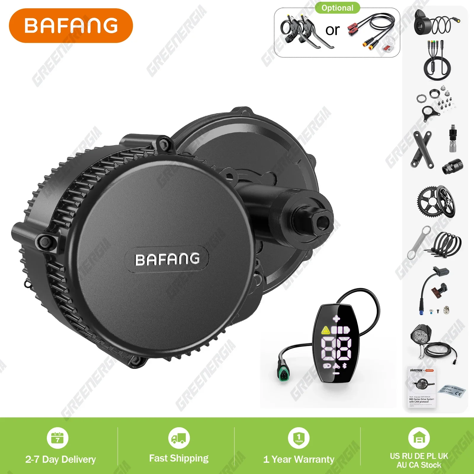 BAFANG 48V 1000W Mid Drive Motor Bike Kit 8fun M315, 250W/500W/750W Conversion Kits, BB Size 68mm-73mm
