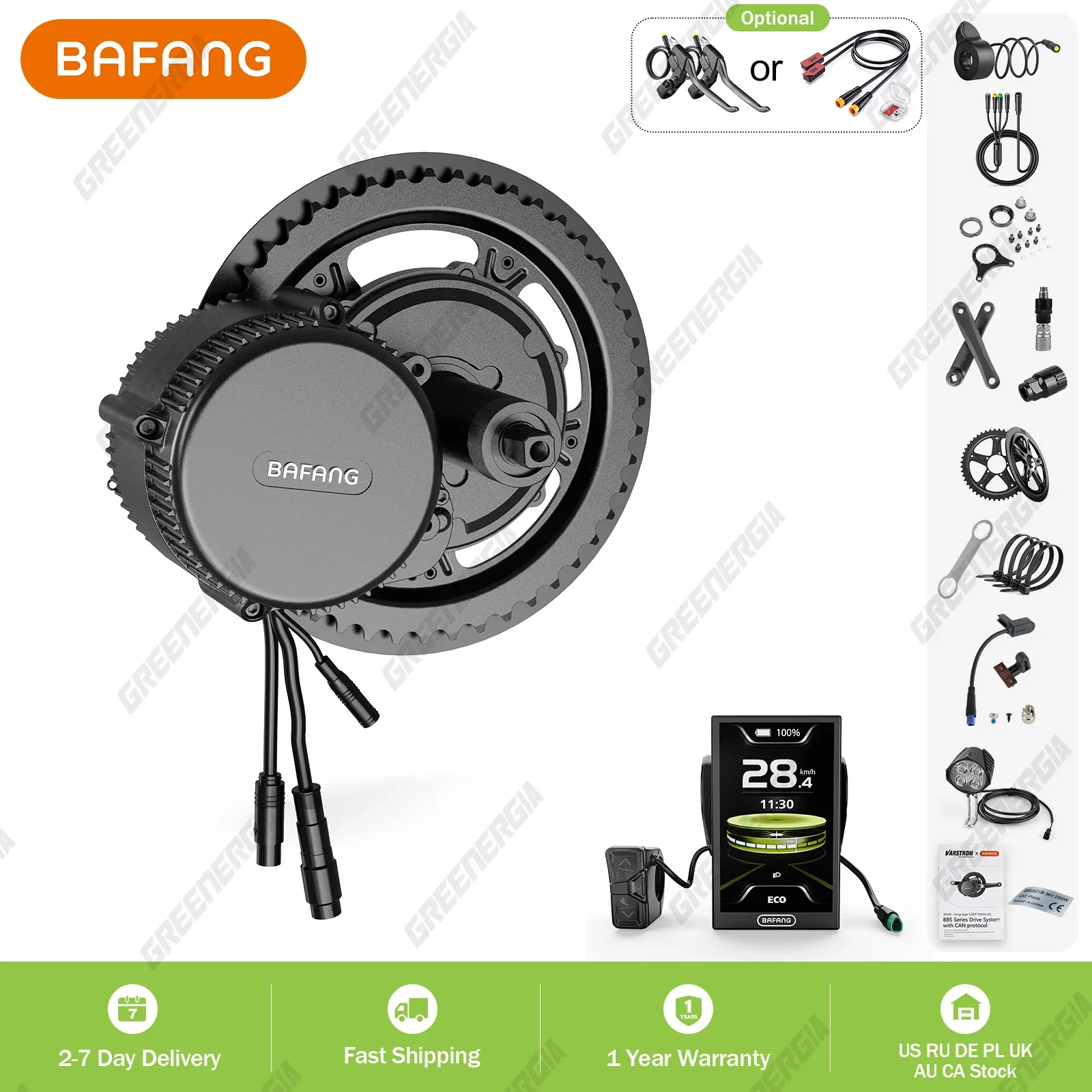 BAFANG 48V 750W BBS02B Electric Bicycle Conversion Kit, 8FUN M315 Mid Drive Motor, BB Size 68mm-73mm/100mm